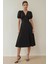 Kadın V-Yaka A-Form Krep Midi Elbise Siyah 12