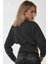 Kadın Dar Kesim Korseli Bisiklet Yaka Örme Sweatshirt Kömür Grisi 15