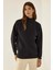 Kadın Rahat Kesim Yarım Yüksek Yaka Sweatshirt Siyah 13