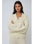 Kadın Dokulu Düğmeli Triko Hırka Fildişi Doğal 13