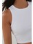 Kadın Halter Yaka Fitilli Kısa Örme Askılı Üst White 11