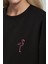 Kadın Rahat Hayvan Nakışlı Şardonlu Bisiklet Yaka Hoodie Black 10