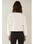 Kadın Çoban Dikiş Detaylı Yakasız Ceket Tozlu Beyaz 14