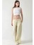 Kadın Beli Lastikli Çizgili Pamuklu Pijama Altı Sarı 15