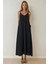 Kadın V -Yaka A-Form Maxi Elbise Black 13