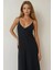 Kadın V -Yaka A-Form Maxi Elbise Black 15