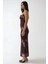 Kadın Desenli Askılı Bodycon Maxi Elbise Brown 15