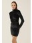 Kadın Vatkalı Kadife Mini Elbise Black 15