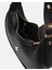Bag Oval Charm Siyah Suni Deri Fermuarlı Baget Kadın Omuz Çantası Gizli Gözlü Askılı 4