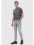Gri Düz Slim Fit Denim Pamuk Karışımlı Pantolon 5