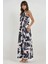 Kadın Kare Yaka Desenli Maxi Elbise Multicolor 14