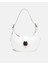 Bag Oval Charm Beyaz Suni Deri Fermuarlı Baget Kadın Omuz Çantası Gizli Gözlü Askılı 1