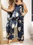 Büyük Beden Mavi Üstüne Çiçek Desenli Ince Askılı 2'li Saten Pijama Takımı 1