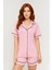Modal Biyeli Şortlu Pijama Takımı / Pembe 1