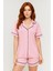 Modal Biyeli Şortlu Pijama Takımı / Pembe 7