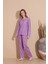 Kadın Pamuk'lu Düğme Yaka Raporlu Interlok Kışlık Pijama Takımı 05034 - 1 Adet 3