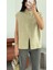 T Kol Çift Fermuarlı Krem Yelek 3