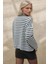Kadın Çizgili Rahat Kesim Yumuşak Kalın Triko Kazak Çok Renkli 13