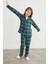 Ekose Desenli Süet Kız Çocuk Pijama Takımı 5