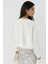 Kadın İşlemeli Yuvarlak Yaka Sweatshirt White 10