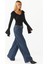 Kadın Volanlı V Yaka Esnek Örme Sandy Bluz Black 10