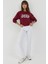 Kadın Baskılı Yuvarlak Yaka Uzun Kollu Sweatshirt Red 16