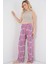 Kadın BDART Yüksek Bel Geometrik Çizgili Palazzo Pantolon Pink 8