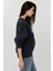 Kadın Baskılı Yuvarlak Yaka Uzun Kollu Sweatshirt Lacivert 14