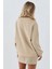 Kadın Baskılı Yuvarlak Yaka Sweatshirt Bej Doğal 16
