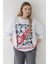 Kadın Baskılı Yuvarlak Yaka Sweatshirt White 6