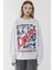 Kadın Baskılı Yuvarlak Yaka Sweatshirt White 10