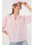 Kadın BDART Çizgili V Yaka Bluz Pink 6