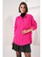 Kadın BDART Cepli Oversize Düğmeli Keten Karışımlı Gömlek Pink 9