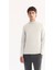 Erkek Ekru Yarım Balıkçi Yaka Basic Düz Rayon Kazak B005151 1