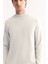 Erkek Ekru Yarım Balıkçi Yaka Basic Düz Rayon Kazak B005151 2