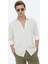 Ekru Düz Regular Fit Dokuma Casual Gömlek 9