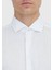 Beyaz Düz Casual Fit Dokuma Casual %100 Keten Gömlek 6