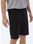 Siyah Düz Örme Jogging Fit Casual Bermuda 6