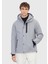 Açık Gri Regular Fit Kapüşonlu Casual Dokuma Mont 6