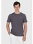 Antrasit Düz Bisiklet Yaka %100 Pamuk T-Shirt 5