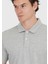 Açık Gri Düz Polo Yaka %100 Pamuk T-Shirt 6