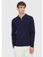 Lacivert Polo Yaka Düz Örgü Triko Kazak 6