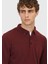 Bordo Polo Yaka Düz Örgü Yün Karışımlı Triko Kazak 7