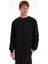 Bisiklet Yaka Düz Siyah Erkek Sweatshırt J5WM-SWT7390 3