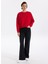 Bisiklet Yaka Düz Kırmızı Kadın Sweatshırt Ravello-Y 4