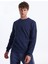 D5WM-SWT3940 Lacivert Bisiklet Yaka Relaxed Düz Erkek Sweatshırt 1