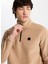 D5WM-SWT3300 Bej Fermuarlı Yaka Basic Düz Erkek Polar Sweatshırt 1