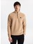 D5WM-SWT3300 Bej Fermuarlı Yaka Basic Düz Erkek Polar Sweatshırt 3