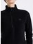D5WL-SWT3302 Siyah Fermuarlı Yaka Basic Düz Kadın Polar Sweatshırt 4