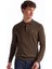 Polo Yaka Basic Düz Haki Melanj Erkek Kazak F5WM-KZK 2553 2